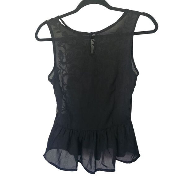 Forever 21 Womens Juniors Sheer Sleeveless Embroidered Blouse Size Small - Picture 2 of 6